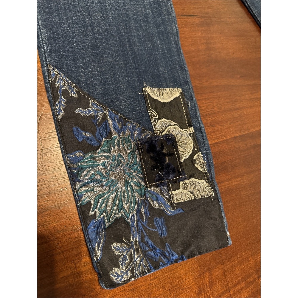 Chico's So Slimming Girlfriend Jeans 0.5R US 6 Patchwork Slim Ankle Blue - Picture 2 of 10